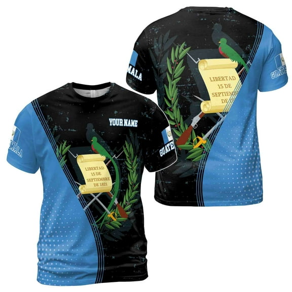 Customized Name Guatemala Flag Coat of Arms White 3D T-Shirt S-5XL
