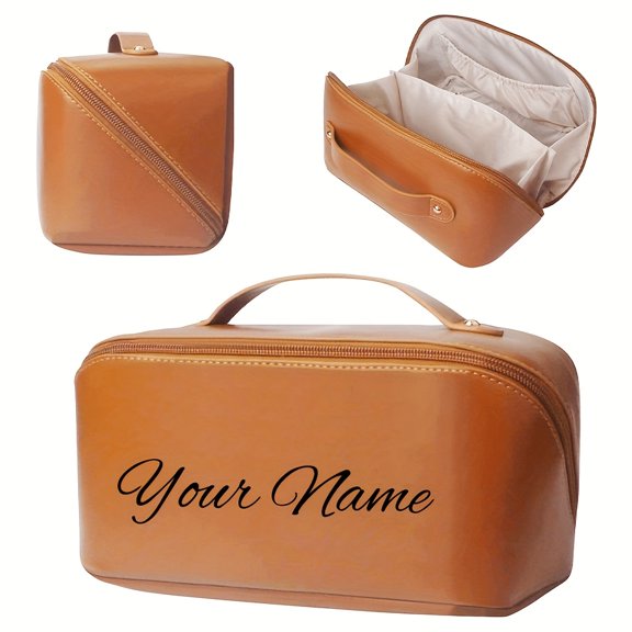 Customized Name Imitation Makeup Bag - Portable Travel Makeup Storage Bag, Ideal Gift For Ladies, Mothers, And Bridesmaids - Perfect For Weddings And Valentine'S Day
