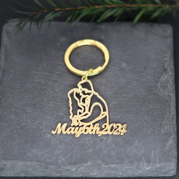 Customized Name Keychain Stainless Steel Couple Lover Keyring Wedding Valentine's Day Gift Engraved Nameplate Key Chain