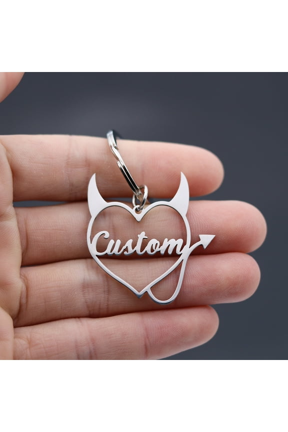Customized Name Letter Keychain Stainless Steel Heart Shape Key Chain Personalized Ornament Keyring For Men Women Jewelry