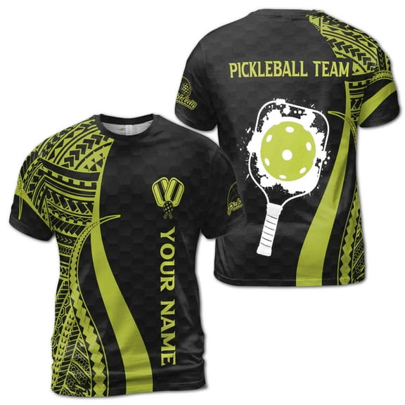 Customized Name Pickleball Paddle Tribal Pattern 3D T-Shirt S-5XL
