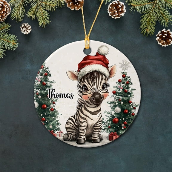 Customized Name Zebra Animal Ceramic Ornament Gift for Men Women Child Zebra Lover, Personalized Zebra Christmas Ornament 2025, Unique Zebra Ceramic Xmas Ornament, Zebra Ornament Hanging Xmas Tree