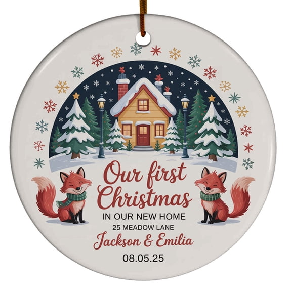Customized Names Date & New Home Address Christmas Ornament 2025, Our First Christmas in New Home Ornament