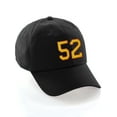 thumbnail image 1 of Customized Number Hat 00 to 99 Team Colors Baseball Cap, Black Hat Red Gold Number 52, 1 of 4