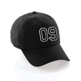 thumbnail image 1 of Customized Number Hat 00 to 99 Team Colors Baseball Cap, Black Hat White Black Number 09, 1 of 4