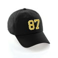 thumbnail image 1 of Customized Number Hat 00 to 99 Team Colors Baseball Cap, Black Hat White Gold Number 87, 1 of 4