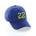 thumbnail image 1 of Customized Number Hat 00 to 99 Team Colors Baseball Cap, Blue Hat Green Gold Number 22, 1 of 4