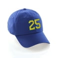 thumbnail image 1 of Customized Number Hat 00 to 99 Team Colors Baseball Cap, Blue Hat Green Gold Number 25, 1 of 4