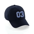 thumbnail image 1 of Customized Number Hat 00 to 99 Team Colors Baseball Cap, Navy Hat White Blue Number 03, 1 of 4