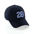 thumbnail image 1 of Customized Number Hat 00 to 99 Team Colors Baseball Cap, Navy Hat White Blue Number 28, 1 of 4
