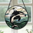 thumbnail image 1 of Customized Orca Whale Christmas Stained Glass, Orca Whale for Christmas Tree, Orca Whale Christmas Décor, Ornament 2025 P2K2AD, 1 of 4