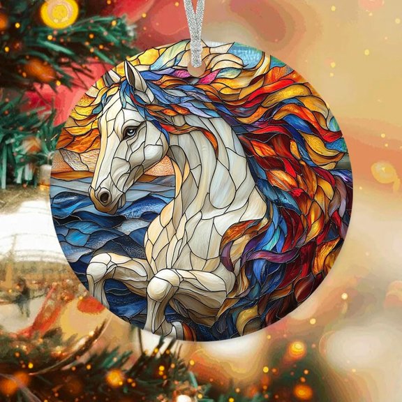 Customized Ornaments White Horse, White Horse Ornament, White Horse Decor, White Horse for Trees weVqXv (Horse 8)