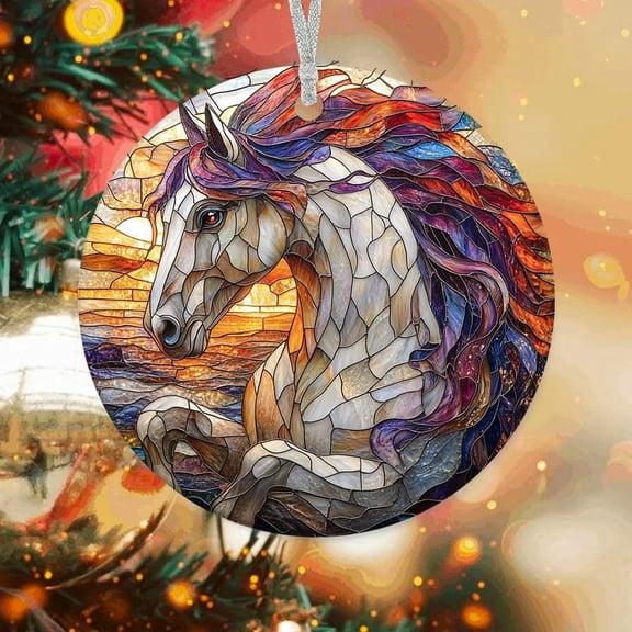 Customized Ornaments White Horse, White Horse Ornament, White Horse Keepsake, White Horse V2PTQp (Horse 3)