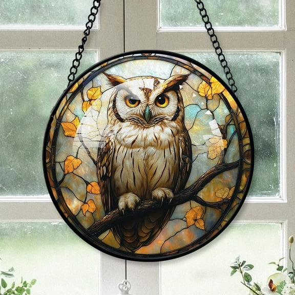 Customized Owl Stained Glass, Owl Suncatchers, Owl Window Hangings, Stained Glass for Home Décor qV0Y22