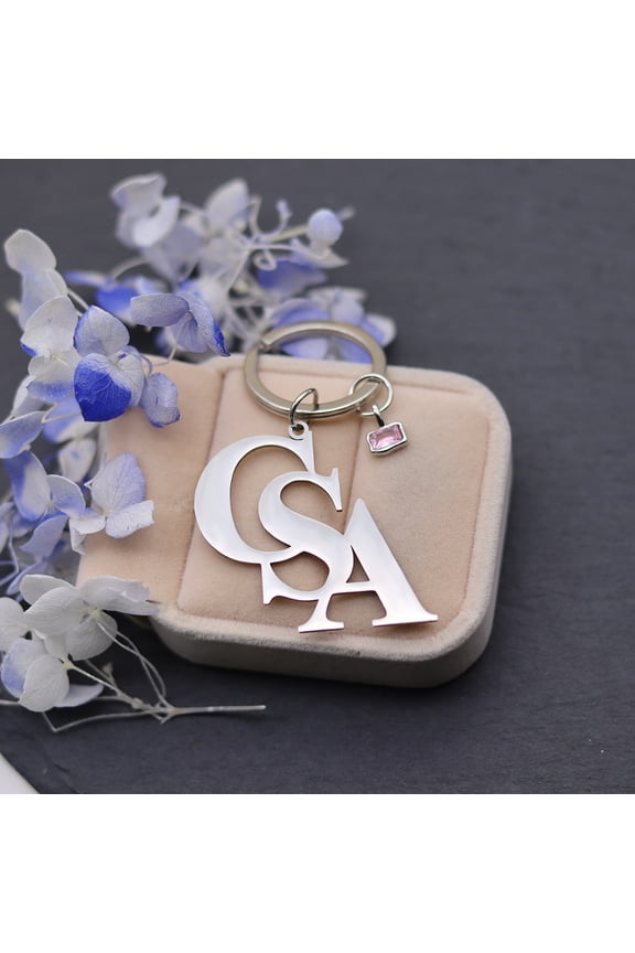 Customized Personalized A-Z Initial Letters Nameplate Keyring Stainless Steel Custom Name Pendant Keychain Birthday Gift Jewelry