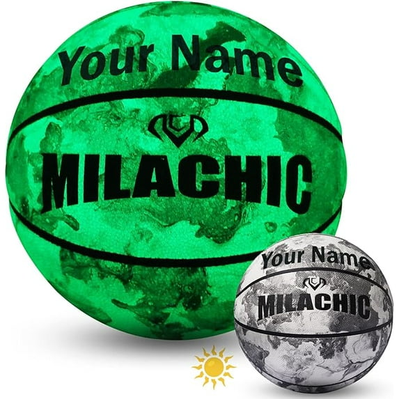 Customized Personalized Basketball, Glow in The Dark Personalized Basketball Gift Size 7 (29.5") / Size 6 (28.5") / Size 5 (27.5"), Custom Name, Text, Logo, Photos on Basketball