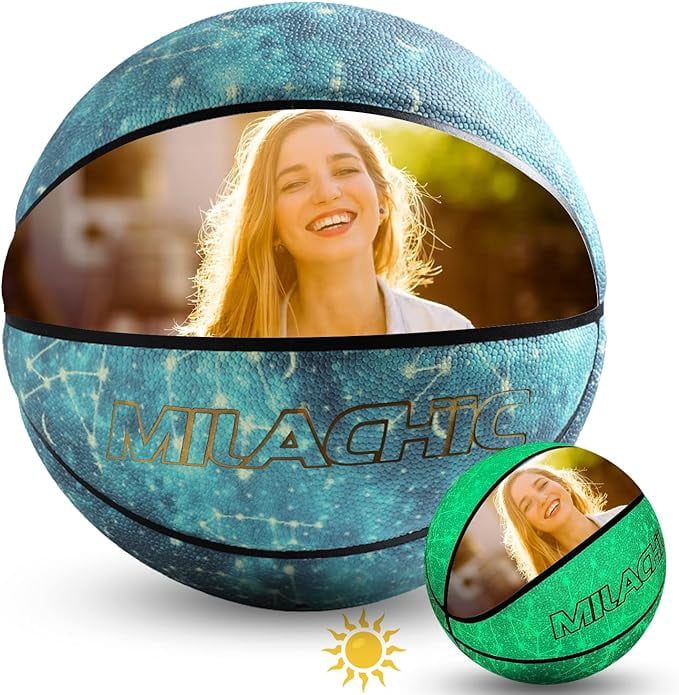 Customized Personalized Basketball, Glow in The Dark Personalized Basketball Gift Size 7 (29.5") / Size 6 (28.5") / Size 5 (27.5"), Custom Name, Text, Logo, Photos on Basketball