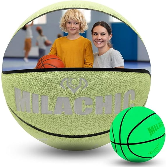Customized Personalized Basketball, Glow in The Dark Personalized Basketball Gift Size 7 (29.5") / Size 6 (28.5") / Size 5 (27.5"), Custom Name, Text, Logo, Photos on Basketball