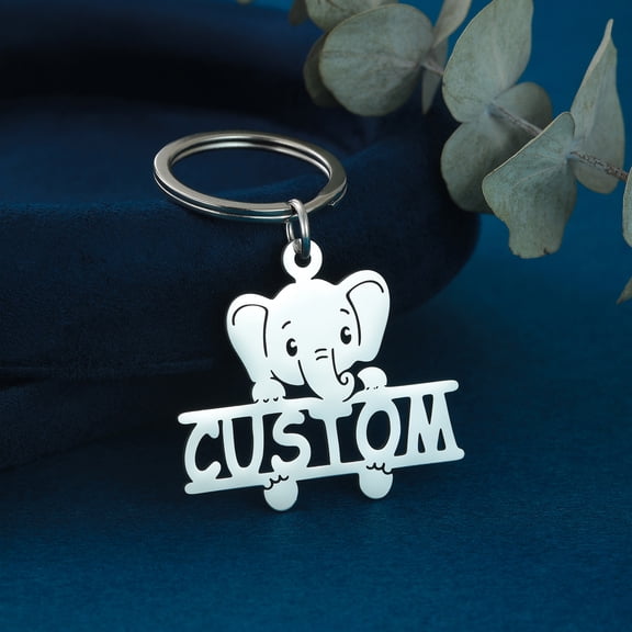 Customized Personalized Name Keychain Custom Pendant Key chain Stainless Steel Elephant Keyring for Women Men Jewelry