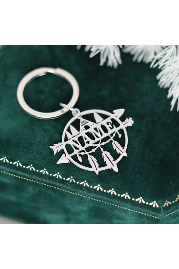 Customized Personalized Name Pendant Keychain Custom Nameplate Text Key Chain Stainless Steel Arrow Keyring for Women Men