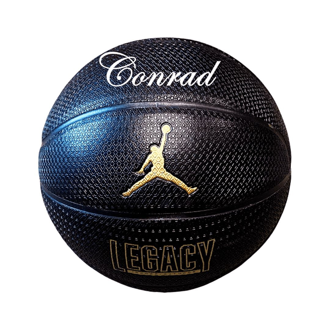 Customized Personalized Nike Jordan Legacy Black and Gold Basketball