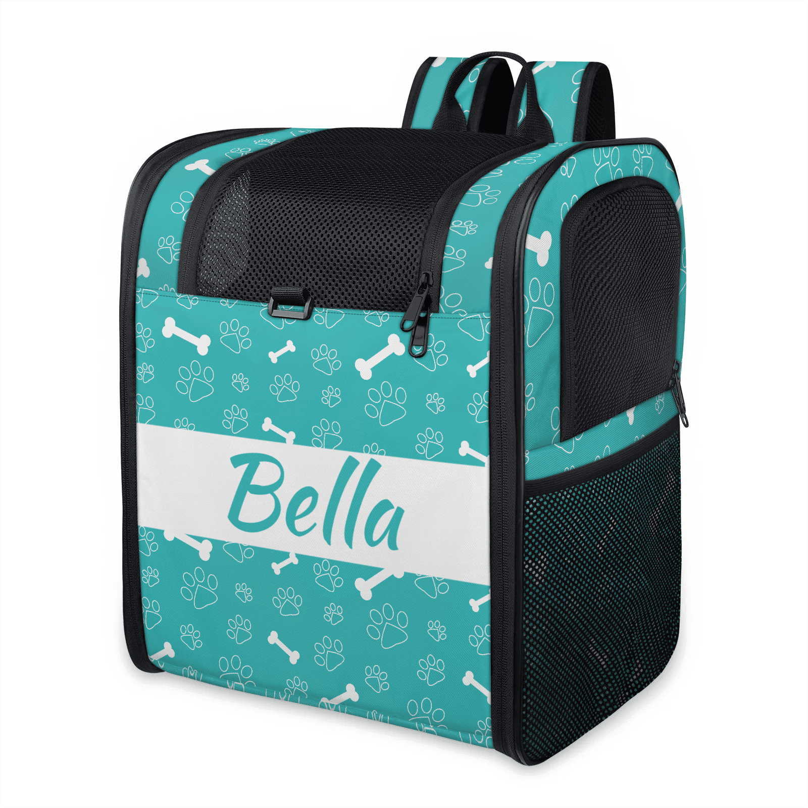 Customized Pet Carrier Backpack with Name,Dog Carrier Backpack for Small Dogs Cats Puppies,with Breathable Mesh, Pockets,Removable Mat,Hold Pets Up to 13 Lbs for Hiking, Travel, Outdoor