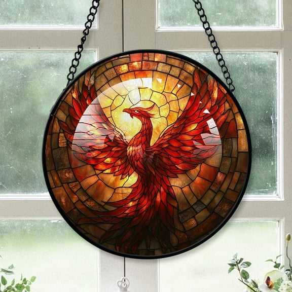 Customized Phoenix Stained Glass, Phoenix Glass Panel Sun Catchers Pretty Gifts, Phoenix Decoration for Home Garden Christmas Party Wedding iglVfQ