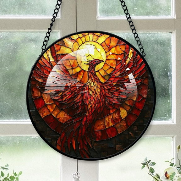 Customized Phoenix Suncatcher Stained Glass, Phoenix Gifts for Women for Window Hanging, Phoenix American Glass Hanging npkA86
