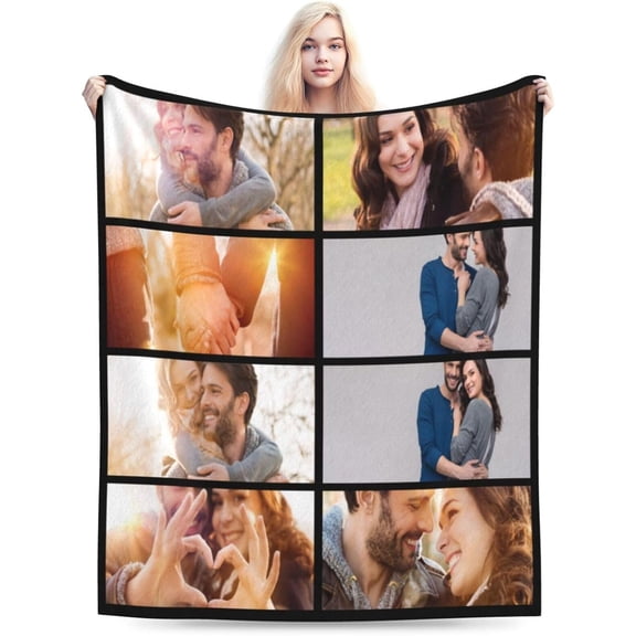 Customized Photo Blanket for Couples, Personalized Blankets with Name Image Logo Gifts for Husband/Wife, Gift for Wife Husband Her Him Anniversary Wedding, White, 40"x50" Blankets