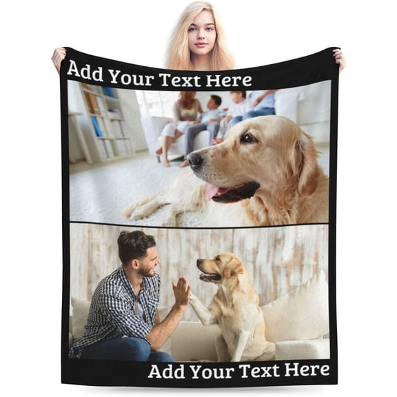 Customized Photo Blanket for Couples, Personalized Blankets with Name Image Logo Gifts for Husband/Wife, Gift for Wife Husband Her Him Anniversary Wedding, White, 40"x50" Blankets