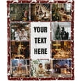 thumbnail image 1 of Customized Photo Collage Blanket-Wedding Blanket. Soft Fleece Throw Blanket, Personalized Picture Blanket. Gift for Wedding, Christmas, Birthday & Anniversary.(Photo Blanket- 07, 50" X 60") Blankets, 1 of 5