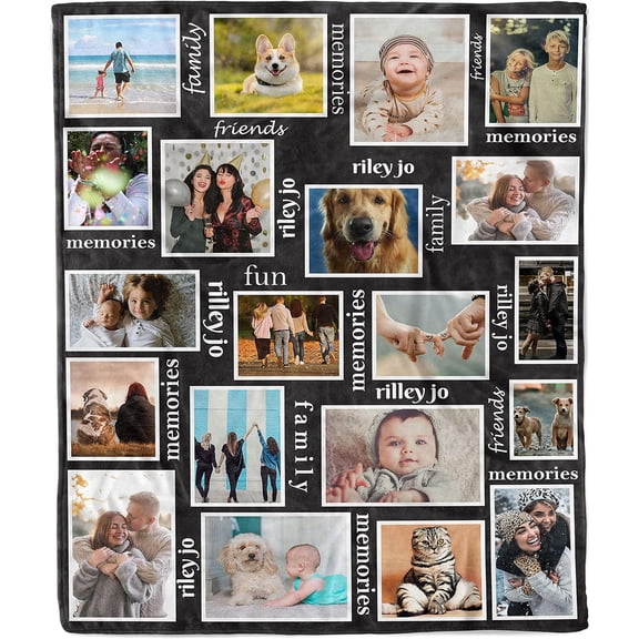 Customized Photo Collage Blanket-Wedding Blanket. Soft Fleece Throw Blanket, Personalized Picture Blanket. Gift for Wedding, Christmas, Birthday & Anniversary.(Photo Blanket- 07, 50" X 60") Blankets