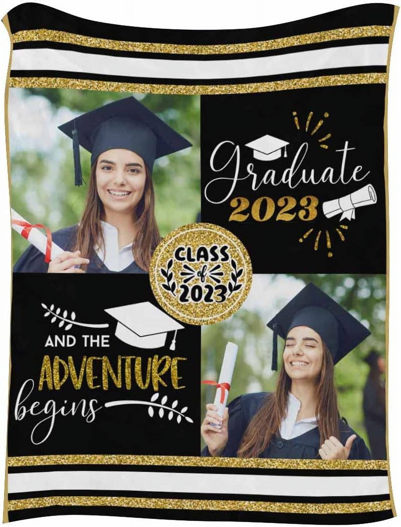 Customized Photo Custom Graduation, Bachelor Cap,Black Blanket with