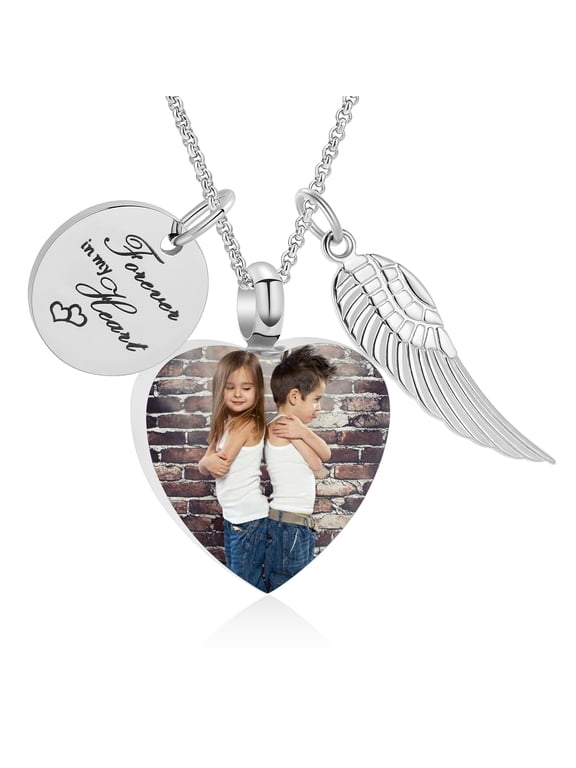 Customized Photo Heart Urn Necklace for Ashes Personalized Heart Ashes Necklaces with Picture Inside Cremation Jewelry Urns Keepsake Pendant for Women / Men / Pet