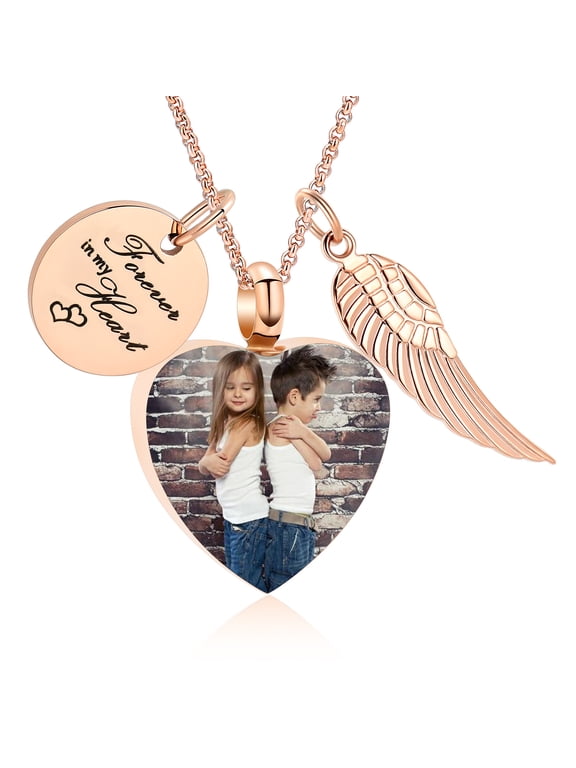 Customized Photo Heart Urn Necklace for Ashes Personalized Heart Ashes Necklaces with Picture Inside Cremation Jewelry Urns Keepsake Pendant for Women / Men / Pet