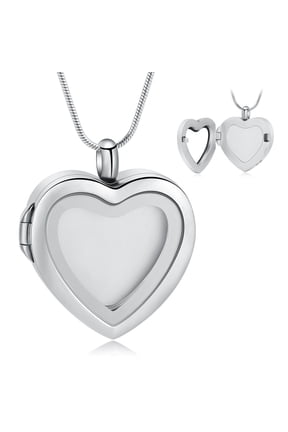 Customized Photo Urn Necklace Glass Cremation Jewelry Necklace for Ashes Heart Memorial Lockets Urn Ashes Keepsake