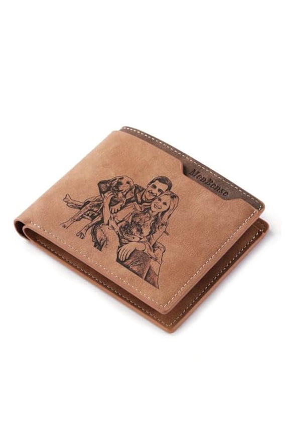 Customized Photo Wallet with Name Personalized Wallets for Men with Text Custom Picture Gifts for Him Husband BF Dad Son Groomsmen Birthday Anniversary Father's Day Christmas Gift