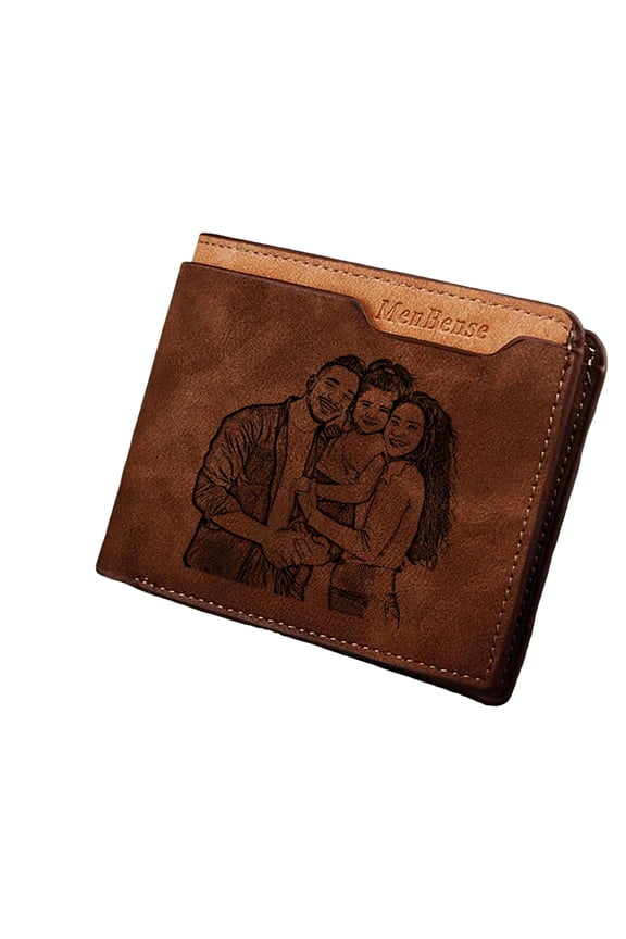 Customized Photo Wallet with Name Personalized Wallets for Men with Text Custom Picture Gifts for Him Husband BF Dad Son Groomsmen Birthday Anniversary Father's Day Christmas Gift