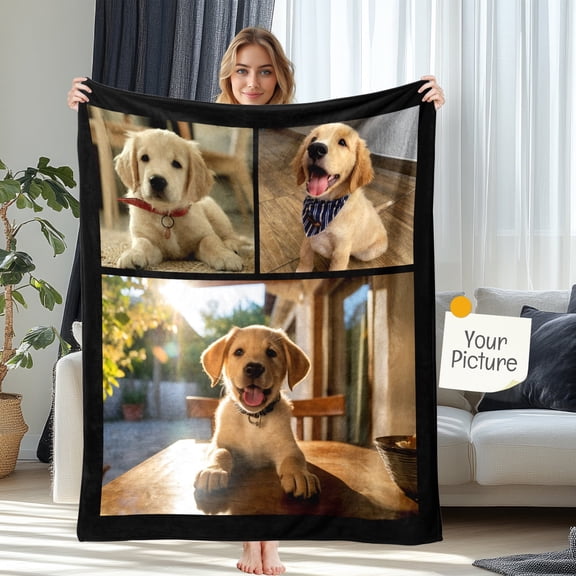 Custom Photos Blanket & Throw, Personalized Throw Blanket Pets Gift for Dogs, Cats and Pets