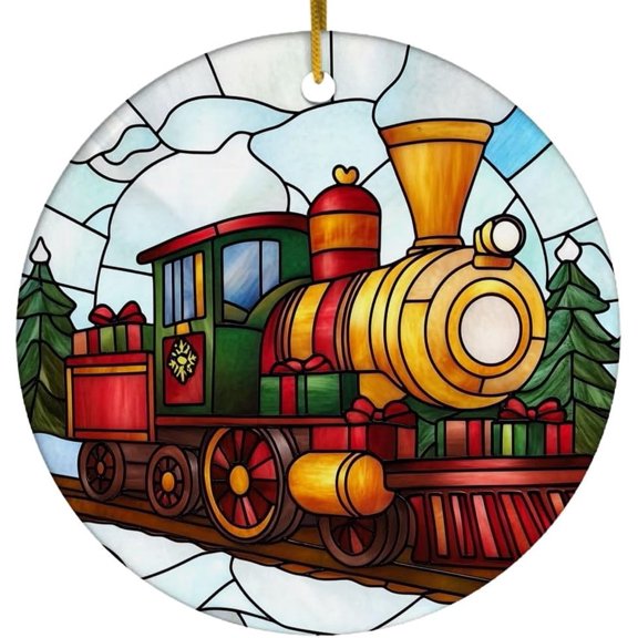 Customized Polar Express Train Stained Glass Ornaments, Polar Express Train for Christmas Tree, Polar Express Train Suncatcher, Polar Express Train Christmas Hanging Décor nSayqI