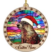 Customized Prairie Dog Stained Glass Sun Catcher, Prairie Dog Ornament, Prairie Dog Christmas Keepsake, Prairie Dog Christmas Hanging Decor. 6kprCo Prairie Dog 6