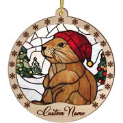 Customized Prairie Dog Stained Glass Sun Catcher, Prairie Dog Ornament, Prairie Dog Christmas Keepsake, Prairie Dog Christmas Hanging Decor. U93PwM Prairie Dog 10