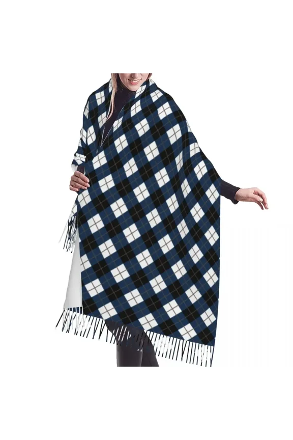 Customized Printed Colorful Argyle Pattern Scarf Women Men Winter Fall Warm Scarves Shawls Wraps