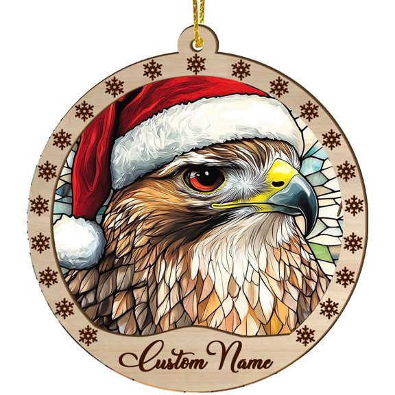 Customized Red Tailed Hawk Christmas Ornaments, Red Tailed Hawk Christmas Suncatcher, Red Tailed Hawk Stained Glass Ornaments, Red Tailed Hawk Xmas Decorations. zCkqoF (Red Tailed Hawk 96)