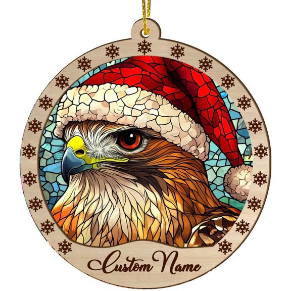 Customized Red Tailed Hawk Christmas Ornaments, Red Tailed Hawk Christmas Suncatcher, Red Tailed Hawk Stained Glass Ornaments, Red Tailed Hawk Xmas Decorations. vyK8G6 (Red Tailed Hawk 70)