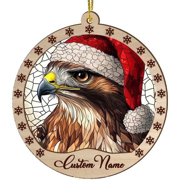 Customized Red Tailed Hawk Christmas Ornaments, Red Tailed Hawk Christmas Suncatcher, Red Tailed Hawk Stained Glass Ornaments, Red Tailed Hawk Xmas Decorations. 832m9r (Red Tailed Hawk 39)
