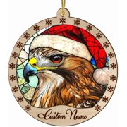 Customized Red Tailed Hawk Christmas Ornaments, Red Tailed Hawk Christmas Suncatcher, Red Tailed Hawk Stained Glass Ornaments, Red Tailed Hawk Xmas Decorations. 045Tfq Red Tailed Hawk 51
