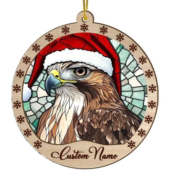 Customized Red Tailed Hawk Christmas Ornaments, Red Tailed Hawk Christmas Suncatcher, Red Tailed Hawk Stained Glass Ornaments, Red Tailed Hawk Xmas Decorations. AnPd7b (Red Tailed Hawk 86)