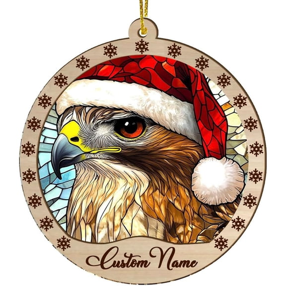 Customized Red Tailed Hawk Christmas Ornaments, Red Tailed Hawk Christmas Suncatcher, Red Tailed Hawk Stained Glass Ornaments, Red Tailed Hawk Xmas Decorations. 1z1O0a (Red Tailed Hawk 50)