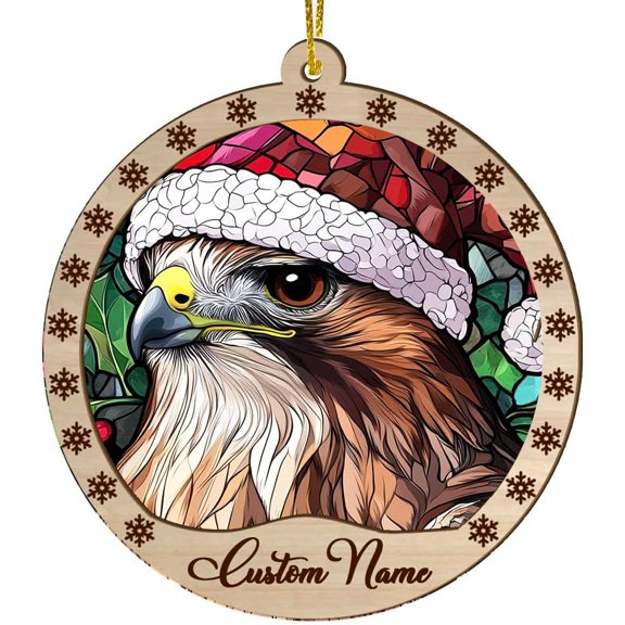 Customized Red Tailed Hawk Christmas Ornaments, Red Tailed Hawk Christmas Suncatcher, Red Tailed Hawk Stained Glass Ornaments, Red Tailed Hawk Xmas Decorations. H0PBgm (Red Tailed Hawk 7)